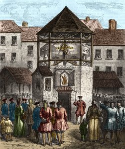 Das Buch „La dime royale“ von Sébastien Le Prestre, Marquis de Vauban, wurde nach seinem Verbot 1707 an den Pranger gestellt von Unknown artist