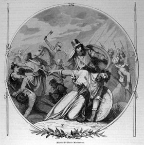 Der Tod von Judas Makkabäus während des Makkabäeraufstands gegen die Seleukiden im Jahr 160 v. Chr. Gravur des 19. Jahrhunderts von Unknown artist