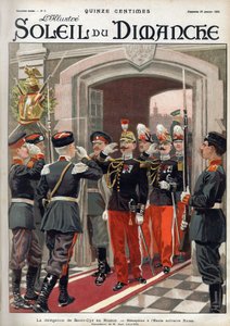 Die Delegation von Saint Cyr in Russland: Empfang an der russischen Militärschule. Gravur in „Le sun-du-dimanche“, 29. Januar.