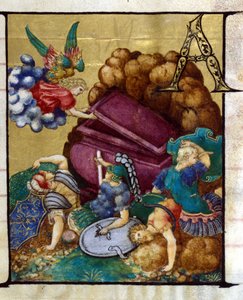 Das leere Grab. Miniatur in einem Chorbuch des 15. Jahrhunderts, Kirche der Gekrönten Jungfrau von Lodi.
