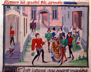Die Verlobung von Clarisse, Tochter von König Yvon de Gascony und Renaud. Miniatur aus dem Manuskript „Renaud de Montauban“ oder „Les quatre fils Aymon“ von Loyset Liedet (aktiv zwischen 1448 und 1478) von Unknown artist