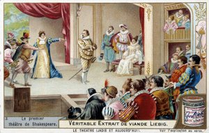 Das erste Theater von Shakespeare im 16. Jahrhundert - Chromolithographie, spätes 19. Jahrhundert