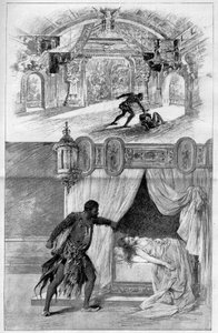 Das illustre Theater: Otello (Othello), Oper von Giuseppe Verdi (1813-1901), italienischer Komponist, aufgeführt im Scala-Theater in Mailand am 12. Februar. Gravur in „Le Monde illustré“ von Unknown artist