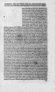 Das Leben berühmter Männer. Seite aus dem Buch von Plutarch di Cheronee, auch „Parallele Leben“ genannt. 1495 von Unknown artist