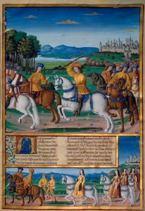 Der Wahnsinn von Karl VI. (1368-1422). Am 5. August 1392 begann er im Wald von Le Mans, Anfälle von wütendem Wahnsinn zu erleben: Er schrie nach Verrat, griff seine eigene Truppe an und tötete vier Menschen. Chroniken von Enguerrand de Monstrelet