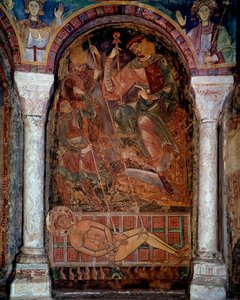 Das Martyrium des Heiligen Laurentius (210/220-258) starb auf dem Grill, Fresko von Berze die Stadt von Unknown artist