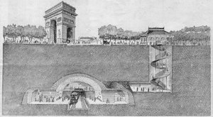 Die Metrostation „Etoile“ in Paris. Gravur von 1895.