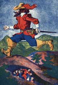 Der Oger sucht nach Kindern. Illustration für „Le Pepetit poucet“, Märchen von Charles Perrault (1628-1703), französischer Schriftsteller. Anonyme Illustration. Bildmaterial Marcel Vagne, Jarville Nancy, undatiert (spätes 19. Jahrhundert)