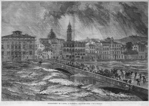 Das Hochwasser des Arno in Florenz im Jahr 1868