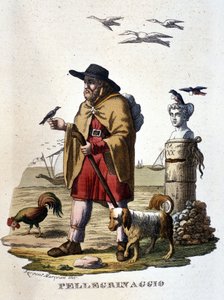 Die Pilgerreise: ein Pilger auf dem Weg nach Santiago de Compostela