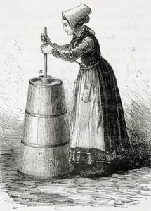 Die Kolbenbuttermaschine - in „Die Wunder der Industrie“ von Louis Figuier