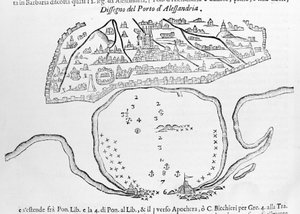 Der Hafen von Alexandria. Zeichnung aus dem 17. Jahrhundert von Unknown artist