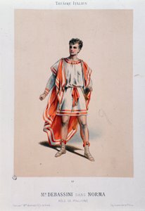 Der Sänger Achille De Bassini als Pollione in der Oper La Norma