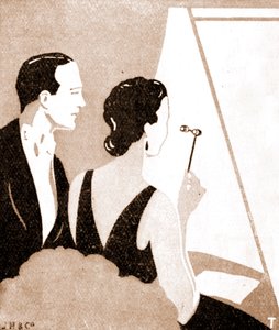 Theaterpublikum - Elegantes Paar bei einer Theateraufführung von Unknown artist