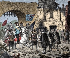 Dreißigjähriger Krieg: General Bernhard von Sachsen-Weimar (1604-1639) siegreich bei Breisach (Deutschland) - Bernhard von Weimar zieht in Breisach ein von Unknown artist
