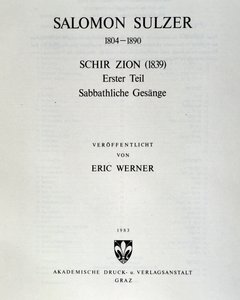 Titelseite von Schir zion von Salomon Sulzer