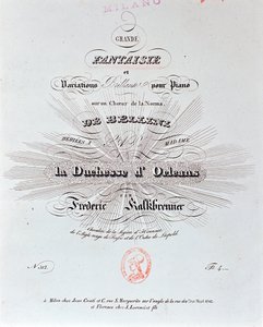 Titelseite der Partitur von Grande Fantaisie von F Kalkbrenner von Unknown artist