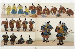 Traditionelle japanische Samurai-Kleidung - in „The Historical Costume“ von Racinet