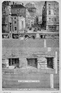 Transformationen von Paris unter dem Zweiten Kaiserreich, Haussmann Paris. Die Unterwelt von Paris (Wasser, Gas und Abwasser) - Gravur