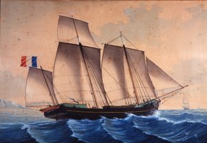 Ein Lougre oder ein Chasse-Marée „Jeune Marie - Vannes“ von Unknown artist