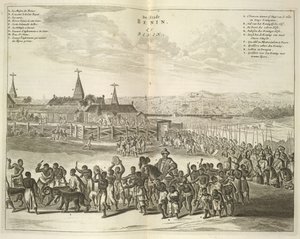 Ansicht von Benin. Prozession der Einheimischen