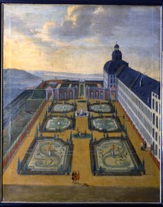 Blick auf Friedenstein von Nordosten mit Barockgarten