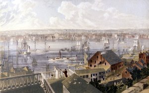 Ansicht des New Yorker Hafens. SD-Lithographie um die Mitte des 19. Jahrhunderts von Unknown artist