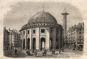 Ansicht der Halle au blé in Paris (erbaut 1763-1769) und der Medici-Säule, Gravur Anfang des 19. Jahrhunderts von Unknown artist