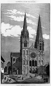 Ansicht der Fassade der Kathedrale von Chartres (28) - in „Der malerische Laden“, Juli 1836