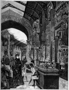 Ansicht des Museums für vergleichende Architektur im Palais du Trocadéro in Paris im Jahr 1882. Gravur in "Die illustrierte Welt" Nr. 1314 vom 3. Juni