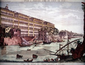 Ansicht des Hafens von Ripa Grande am Tiber - Gravur