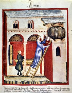 Essigproduktion. Illustration aus dem Tacuinum sanitatis von Unknown artist