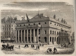 Ansicht des Theaters Odeon in Paris - im 19. Jahrhundert - Gravur in „Dictionnaire populaire illustrious“ - 1864 - von Joseph Decembre und Edmond Allonier - von Unknown artist