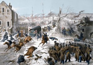 Krieg von 1870 zwischen Frankreich und Preußen: Rotes Kreuz während der Schlacht von Bapaume im Pas de Calais am 2. und 3. Januar 1871, die den Sieg der Nordarmee unter General Faidherbe gegen die Preußen sah von Unknown artist