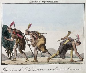 Krieger von Louisiana auf den Spuren des Feindes - Gravur von Unknown artist