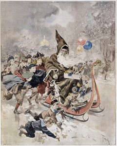 Aquarell, das den Weihnachtsmann darstellt. „The Illustrated World“. 21/12/1895. von Unknown artist