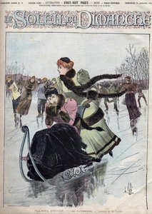 Wintervergnügen. Die Schlittschuhläufer. Aquarell von Herrn Vallet für die Sunday Sun. 10. Januar von Unknown artist