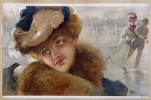 Frauen auf einer Eisbahn - Chromo