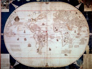 Weltkarte des Navigators Sebastiano Caboto (Sebastien Cabot) 1544 von Unknown artist
