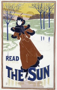 Junge Frau beim Schlittschuhlaufen - Werbung für die Zeitung „The Sun“ von Unknown artist