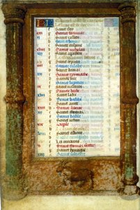Zodiac Steinbock und Heilige des Monats Dezember - Miniatur des Mittelalters (ref.: 135, 006v): Genehmigungsantrag an die Stadtbibliothek Toulouse (tel: 05 62 27 66 66) von Unknown artist