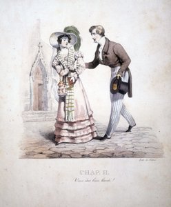 Genreszene, die ein Paar darstellt: „Vous êtes bien hardi...“