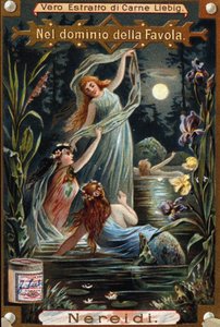 Darstellung von Nereiden, Meeresnymphen. Chromolithographie des 19. Jahrhunderts von Unknown artist