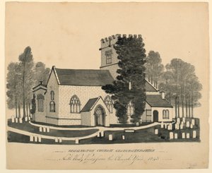 Oddington Kirchhof, Gloucestershire, Nordwestansicht von Unknown, English