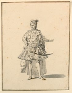 Kostümentwurf: Persischer Prinz, für eine Bühnenproduktion entworfen von Giuseppe Galli Bibiena, 1719 von Unknown artistUnknown artist