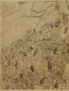 Eine Schlacht am Ufer eines Flusses von Unknown artist