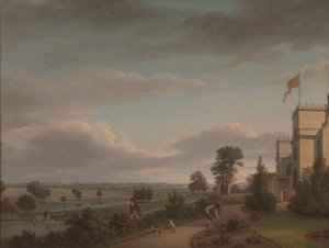 Ein Landhaus in einer Flusslandschaft, zuvor als Oatlands identifiziert