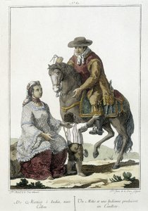 Ein Métis und ein Indianer bringen eine Cauillote zur Welt - Gravur von Unknown artist