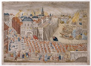 Eine Aussicht auf die Stadt und den Hafen von Havanna, eingenommen vom Earl of Albemarle und Sir George Pocock am 13. August von Unknown artist