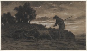 Ein Schäfer mit seiner Herde